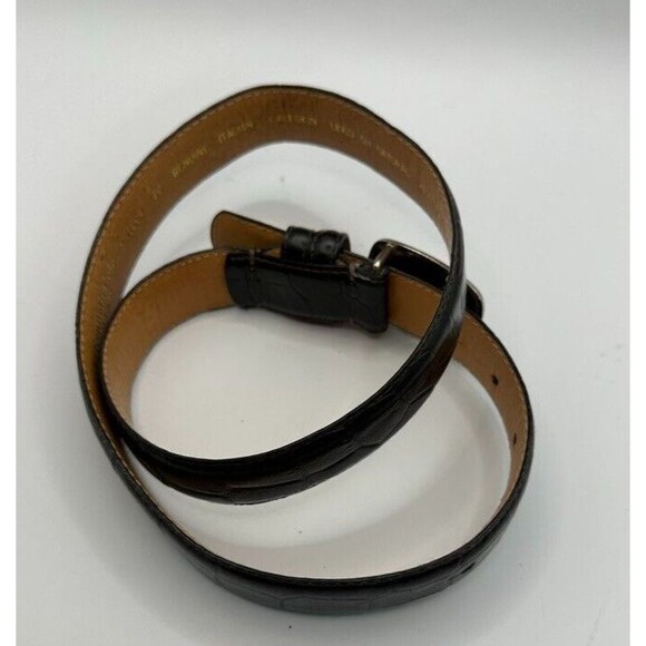 Kenneth Cole Belt Mens 30 Black Croc Embossed Italian Leather Silver Buckle - Picture 5 of 16